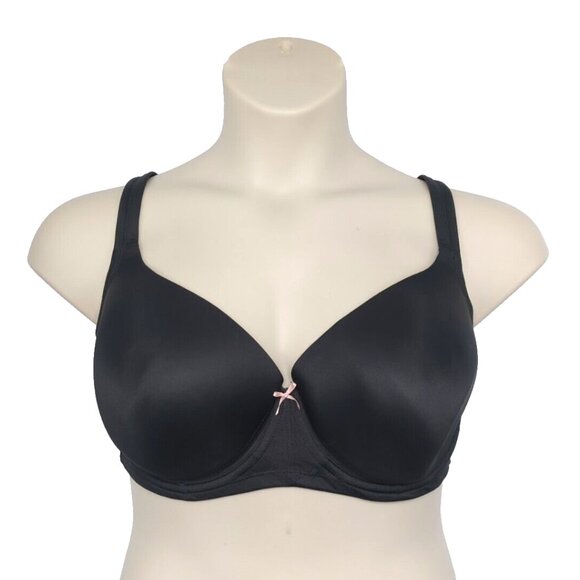 Lane Bryant Cacique Womens Bra Cool Bliss Balconette 50DD Black Underwire - Picture 2 of 10